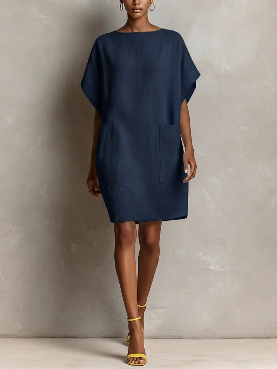 Hulina | Dress Relaxed Short Sleeve Pocket Shift Style