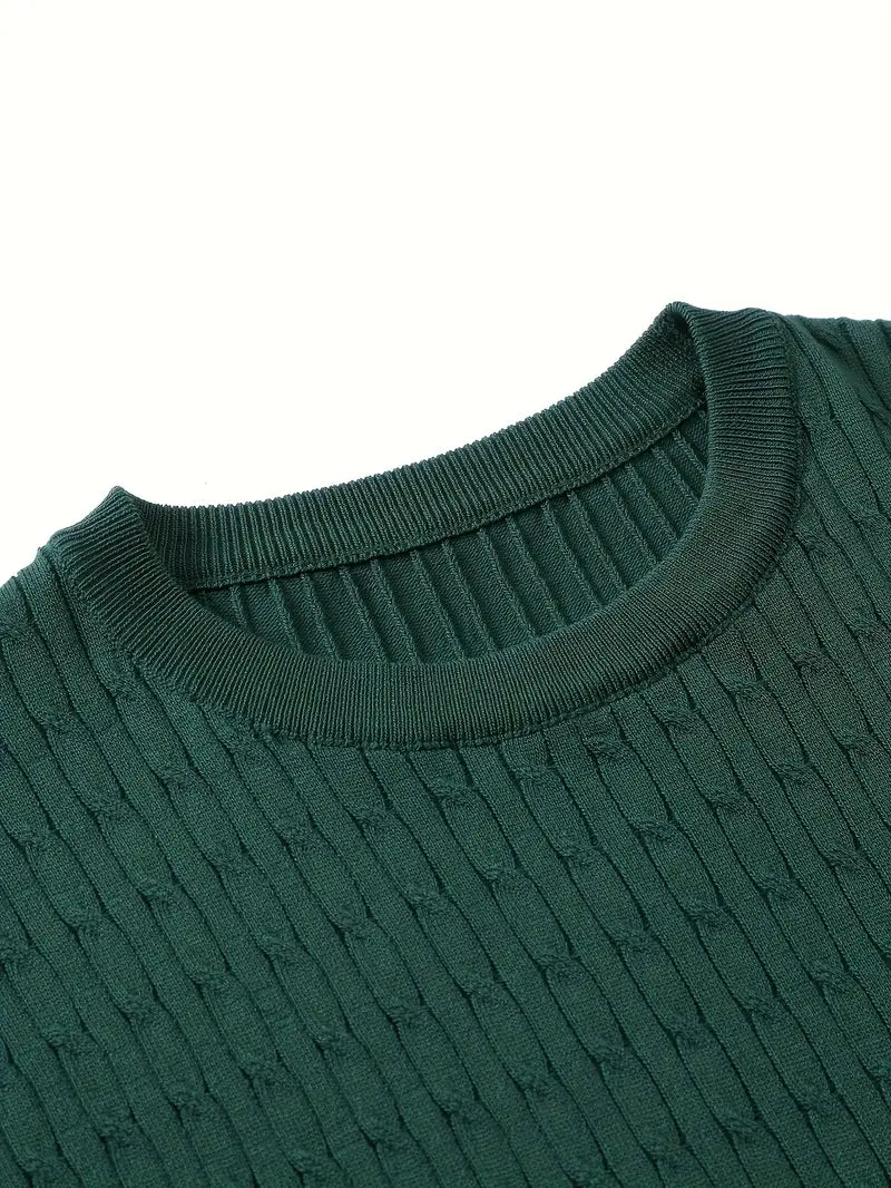 Kiril - Cable Knit Short Sleeve Crewneck Jumper