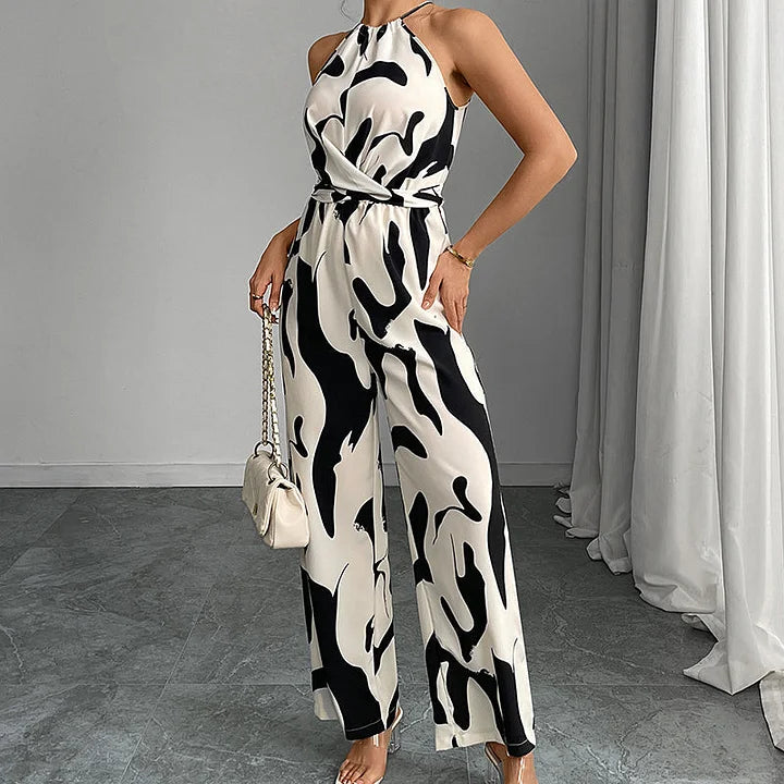 Jorinda | Wide Leg Backless Printed Jumpsuit