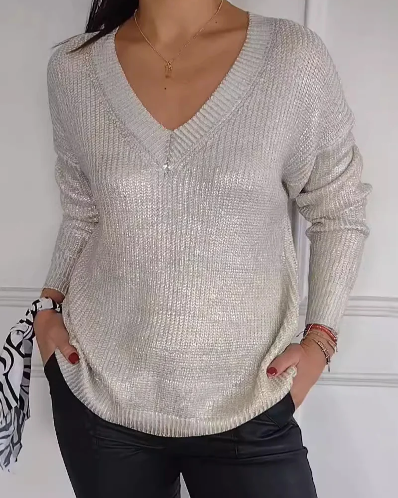 Natasja | V-Neck Long Sleeve Knit Sweater