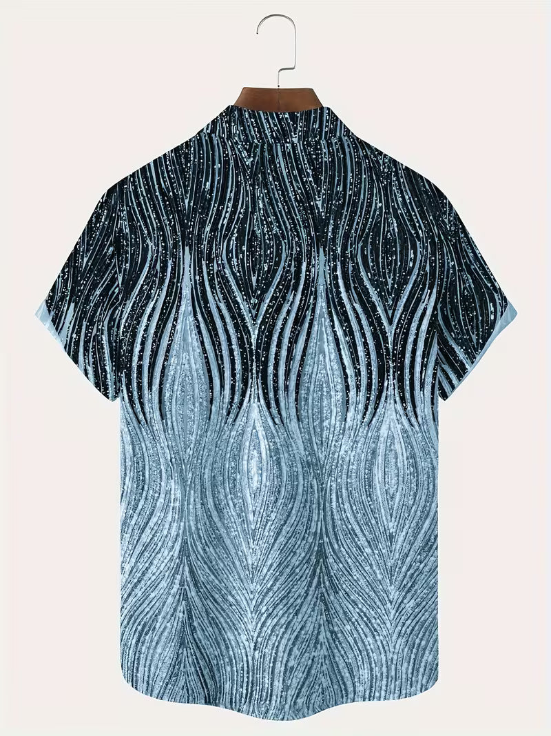 Klenn - Short Sleeve Button Front Gradient Print Shirt