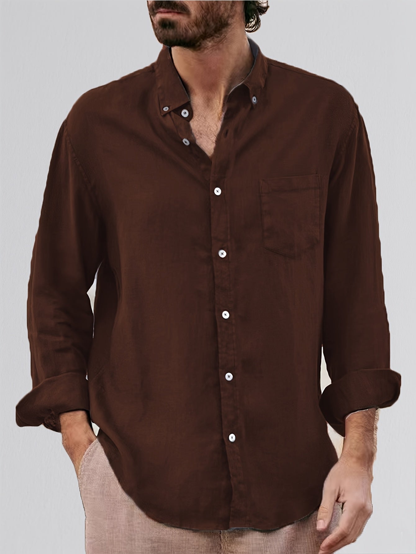 Deshawn | Long-Sleeve Button-Up Shirt with Pocket