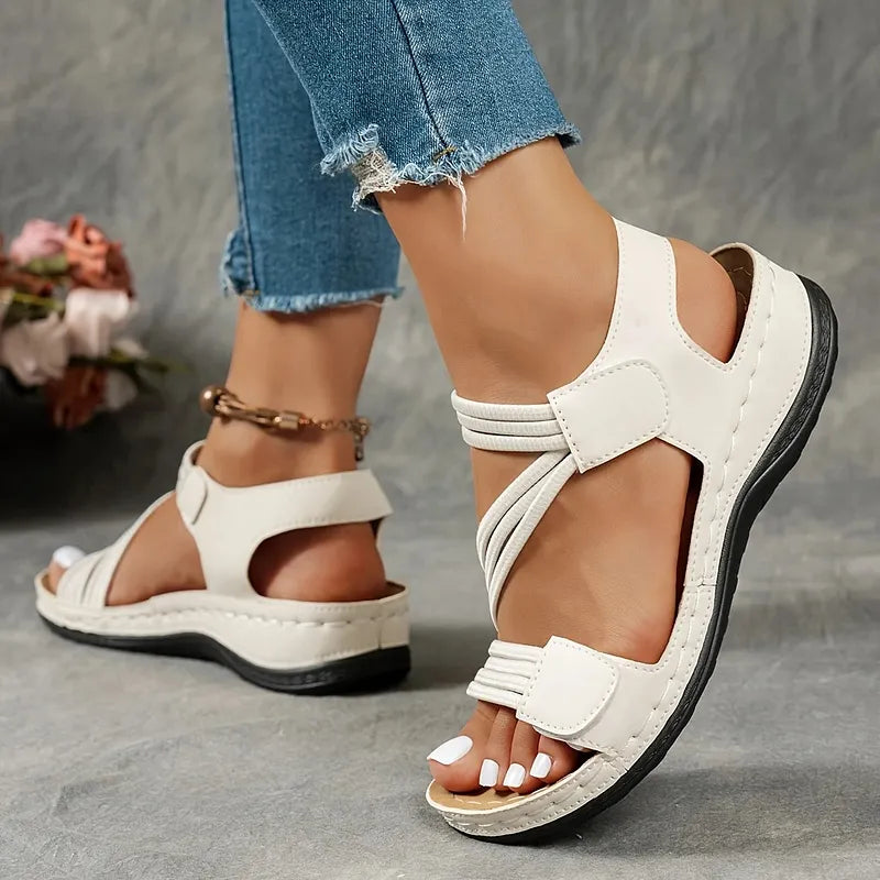 Rania - Open Toe Adjustable Strap Flat Sandals