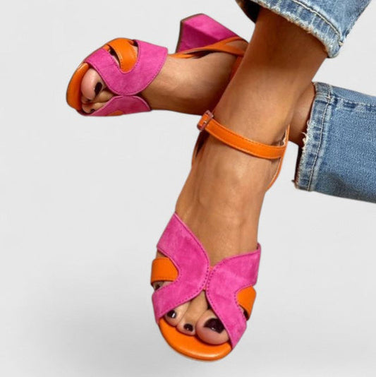 Lajana | Open Toe Color Block Strap Sandals