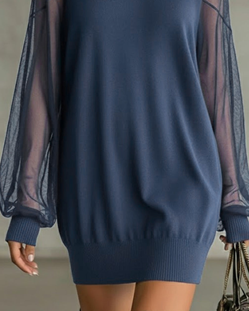 Yenaya | Knit Mini Dress with Sheer Sleeves