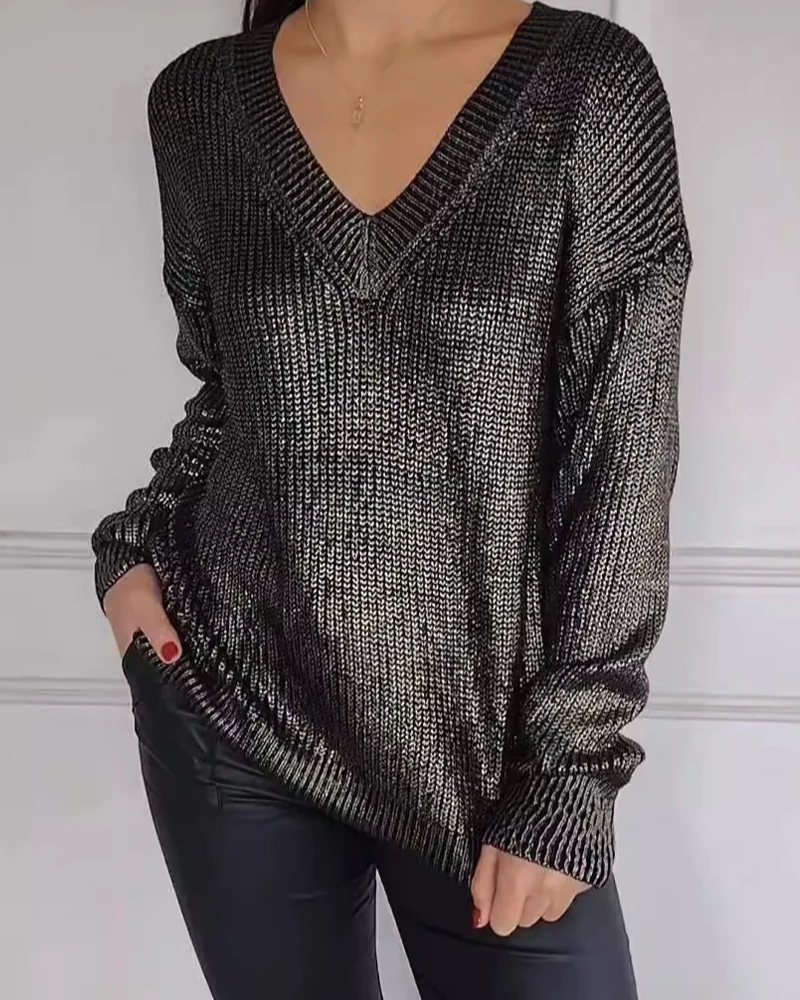 Natasja | V-Neck Long Sleeve Knit Sweater