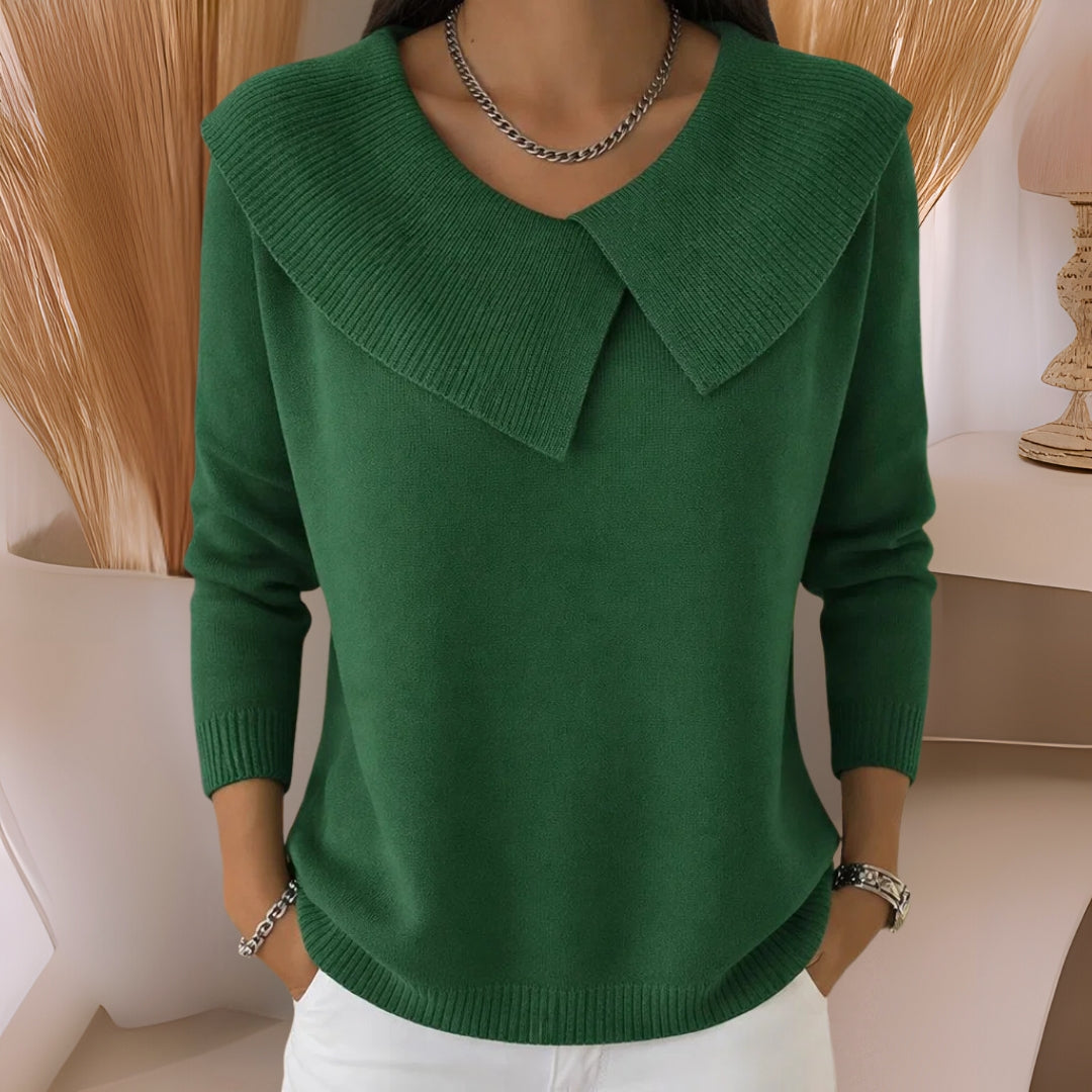 Yamina | Knit Sweater Oversized Collar Long Sleeves