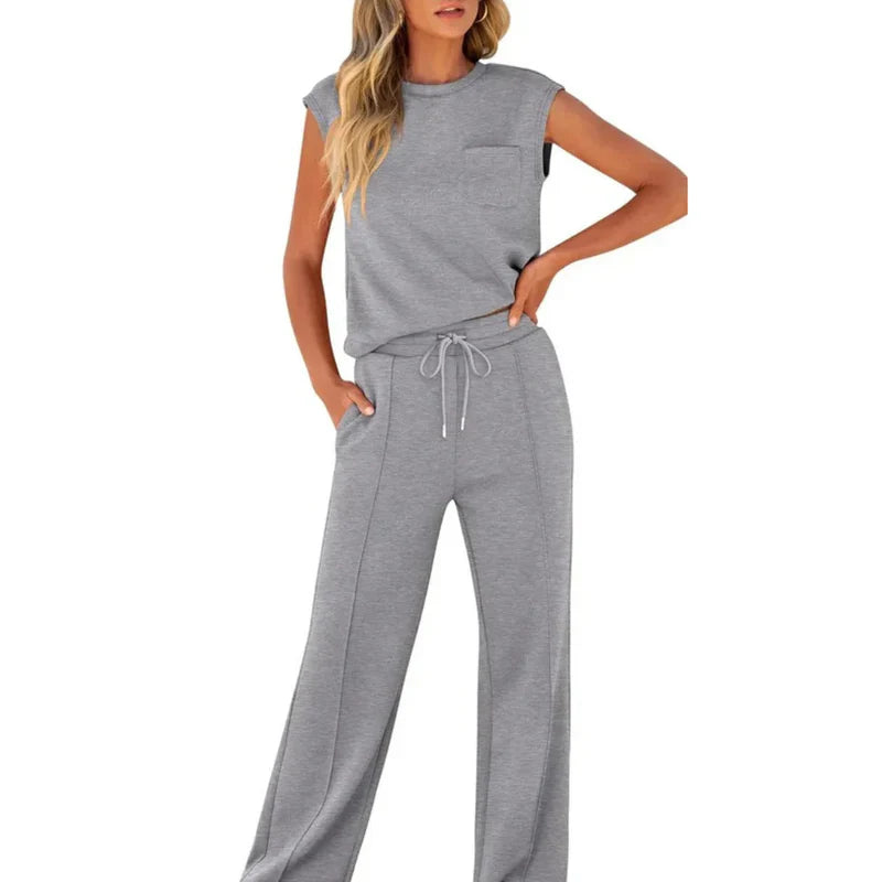 Pestana | Sleeveless Top Wide Leg Pants Set