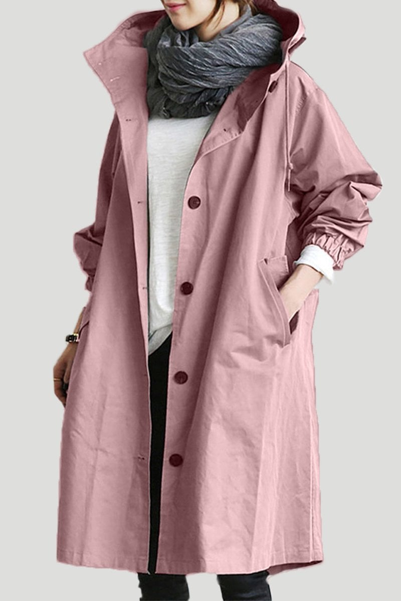 Shauna  | Long Hooded Coat With Button Front
