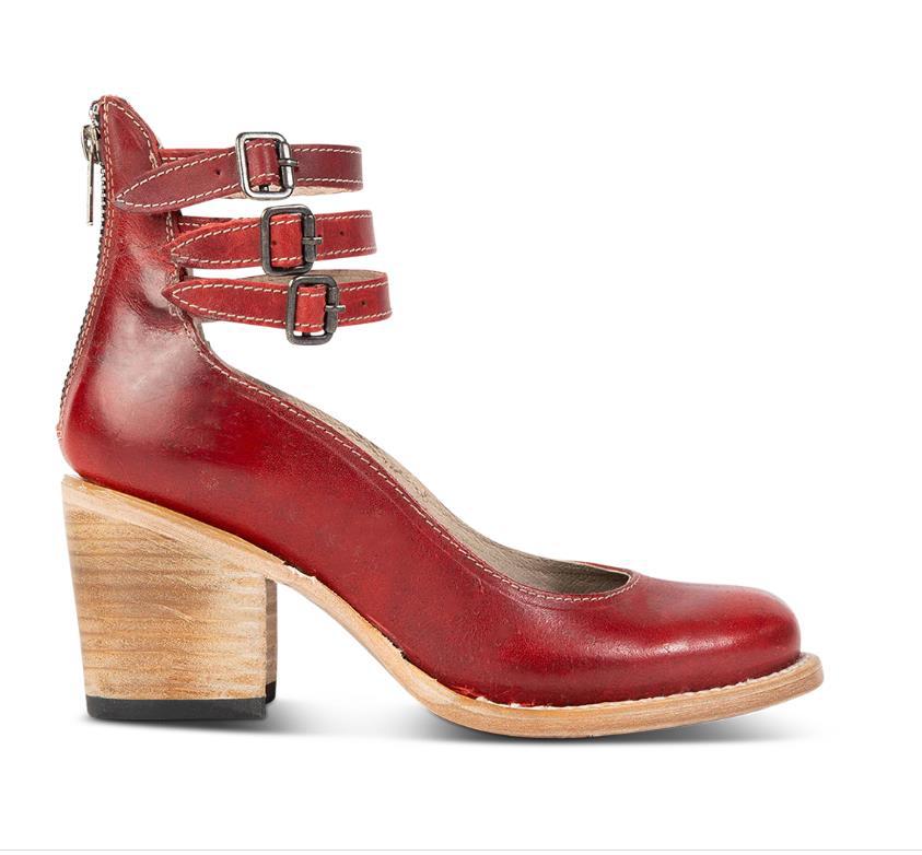 Steffie – Wooden Block Heel Ankle Strap Pumps
