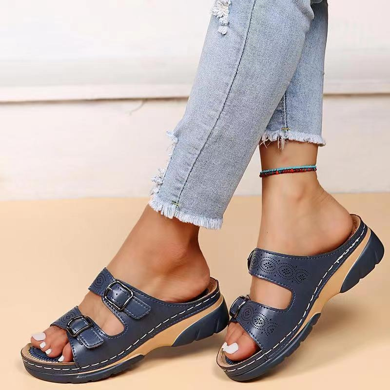 Solena | Double Buckle Open Toe Orthopedic Sandals