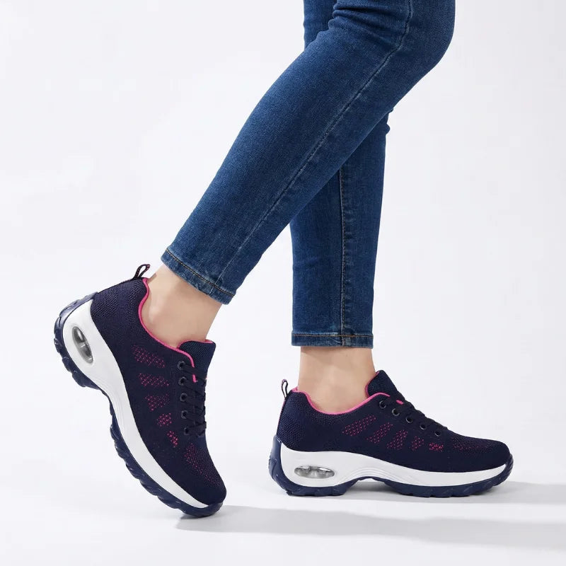 Winnie | Knit Lace-Up Platform Walking Sneakers