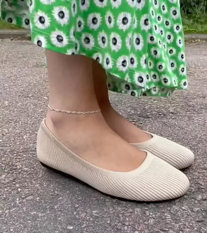 Alfia | Ballet Flats Ribbed Round Toe Slip Ons