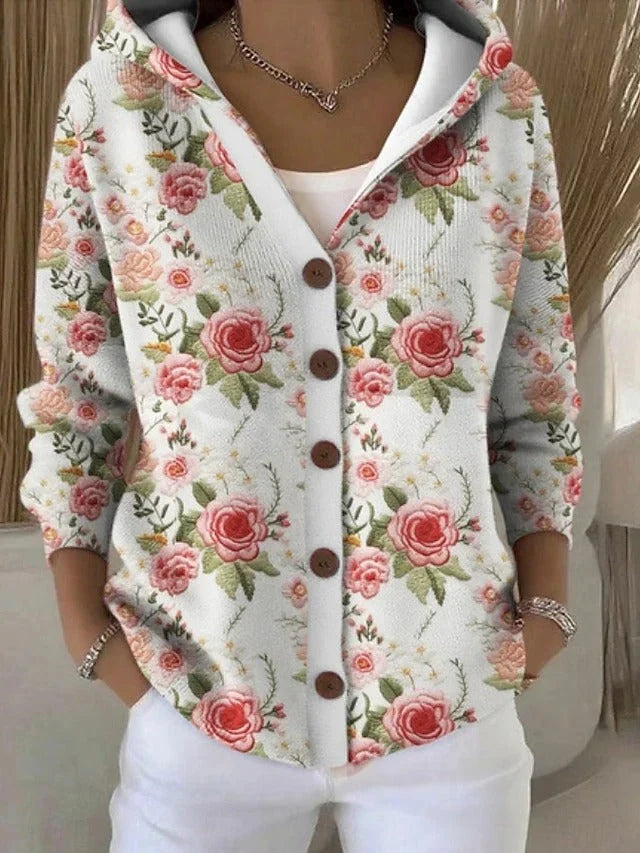 Annie | Cardigan Hooded Button-Front Long-Sleeve Top