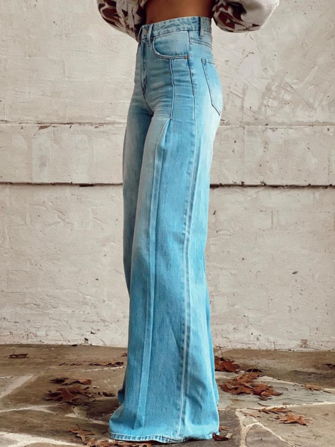 DOROTEA | Wide-Leg Pants High-Waisted Faded Denim-Style Fit