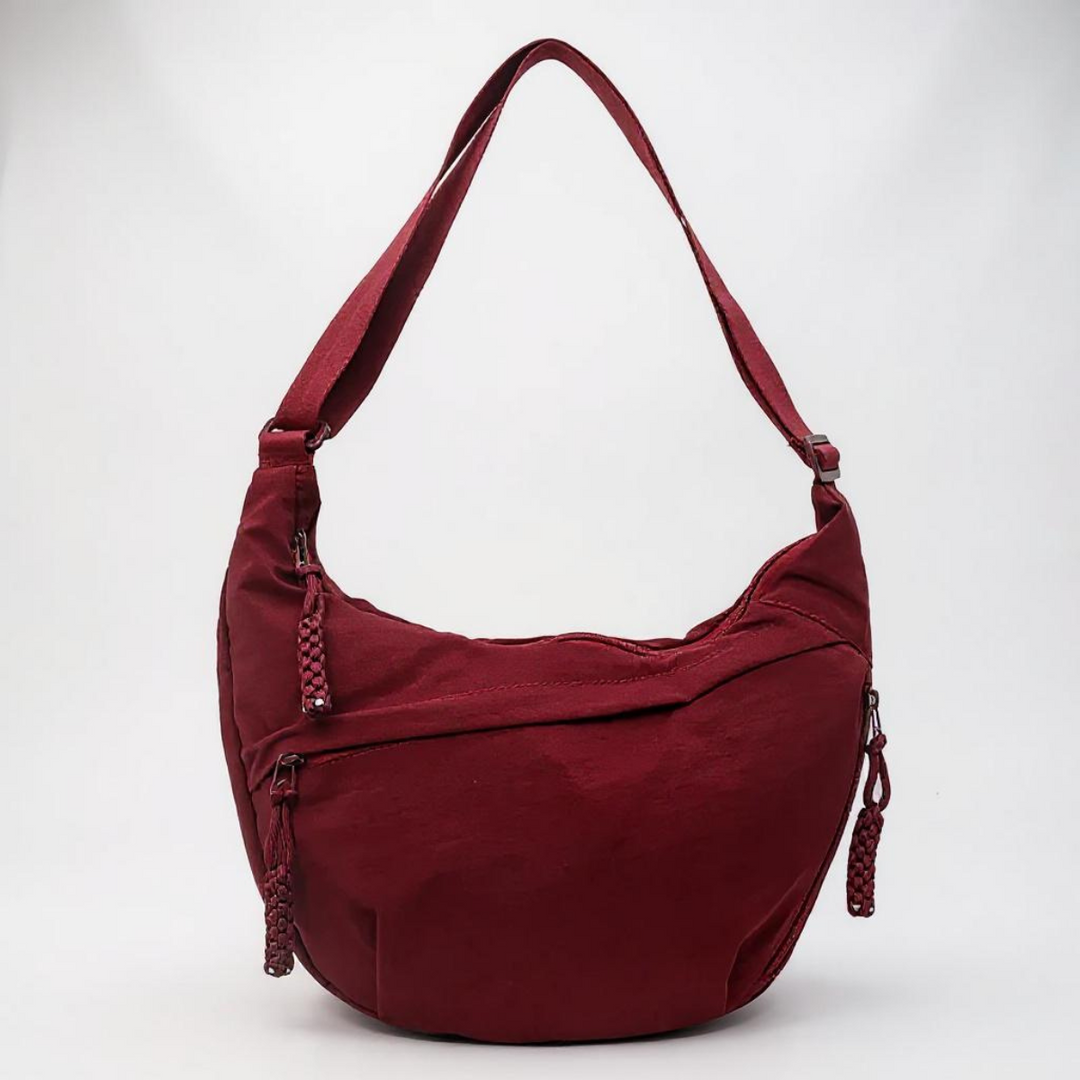Soukaina | Curved Shoulder Bag With Zipper Pockets