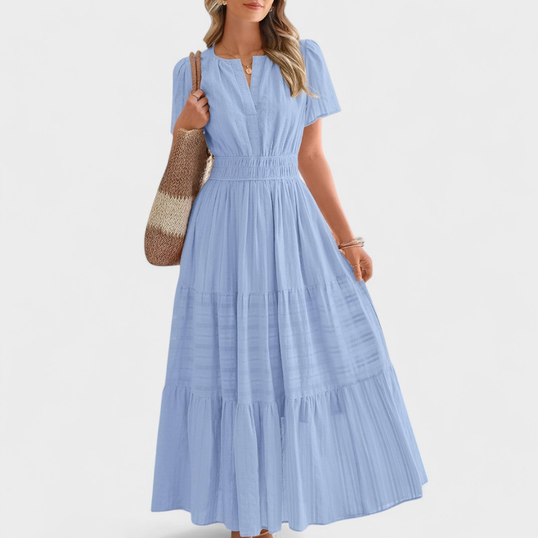 Maura | Short Sleeve Smocked Waist Maxi Dress