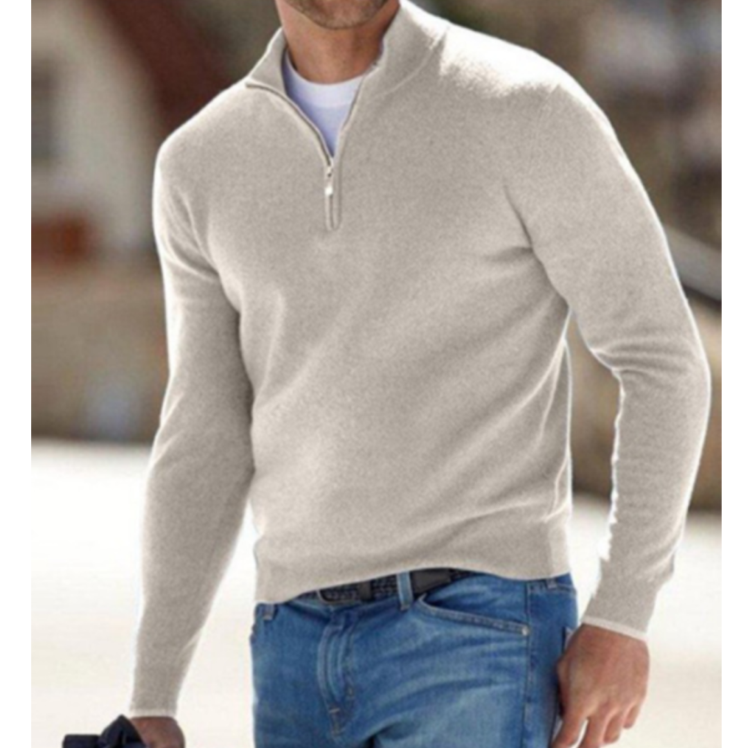 Robbert | Sweater With Quarter Zip and Stand Collar
