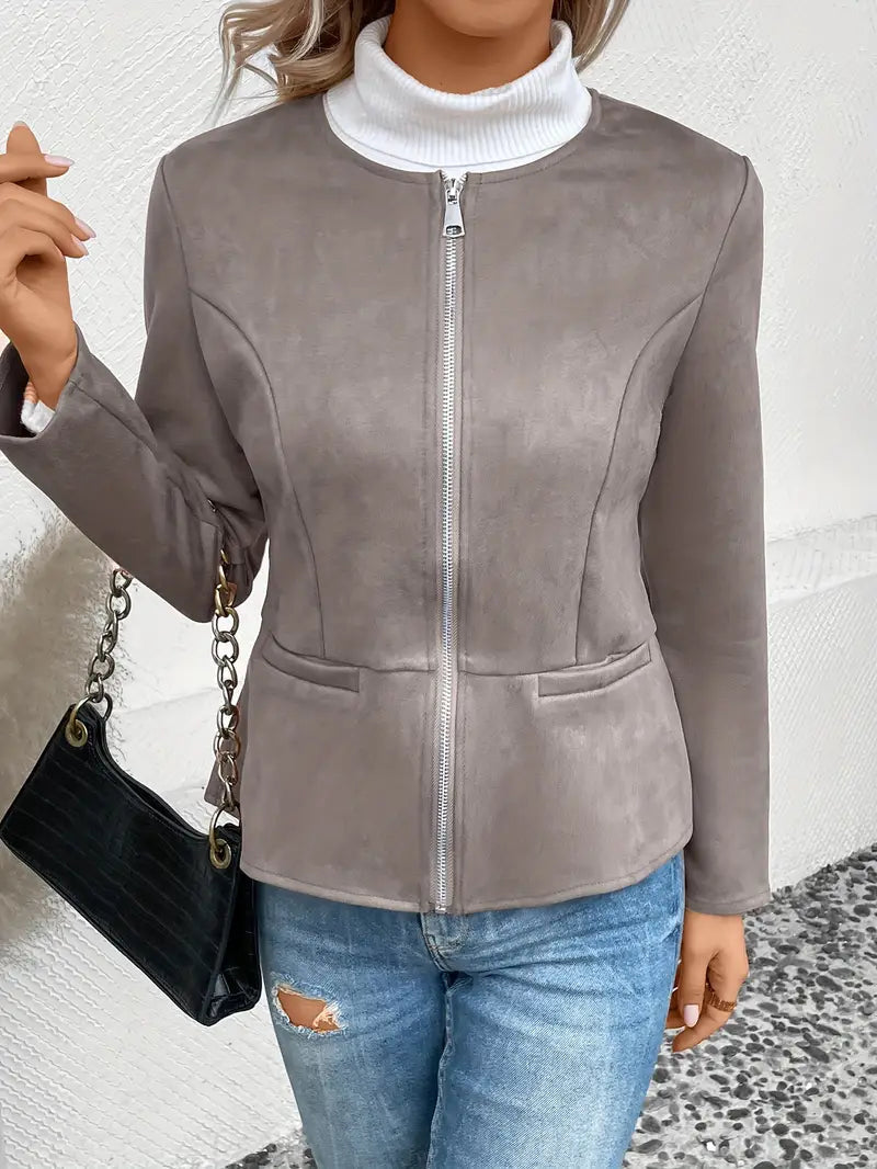 Roksana | Jacket with Round Neck and Zip Closure