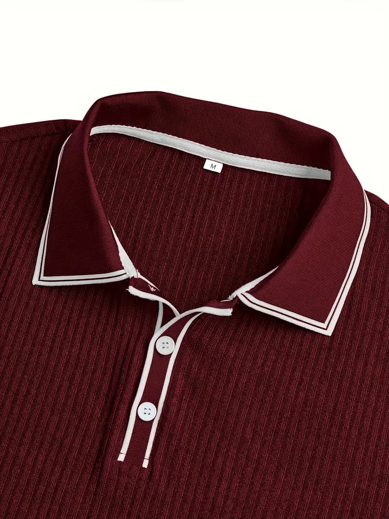 Orestis - Ribbed Short Sleeve Polo Shirt