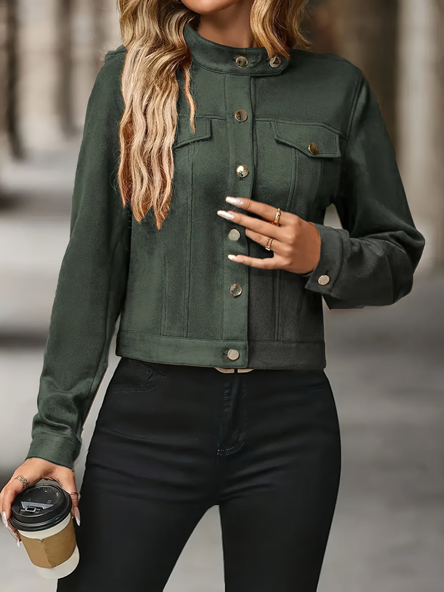 Slavica | Long Sleeve Button Front Jacket