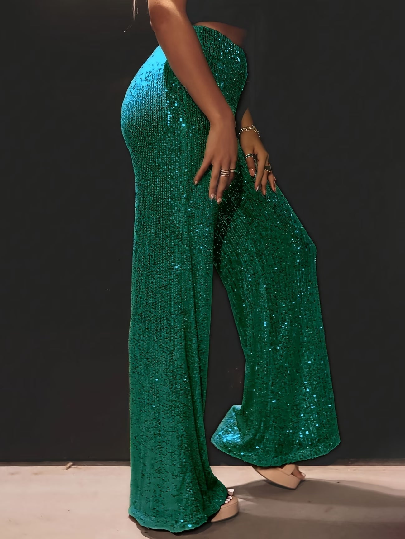 Tnora | Pants with Sequin Finish Wide Leg