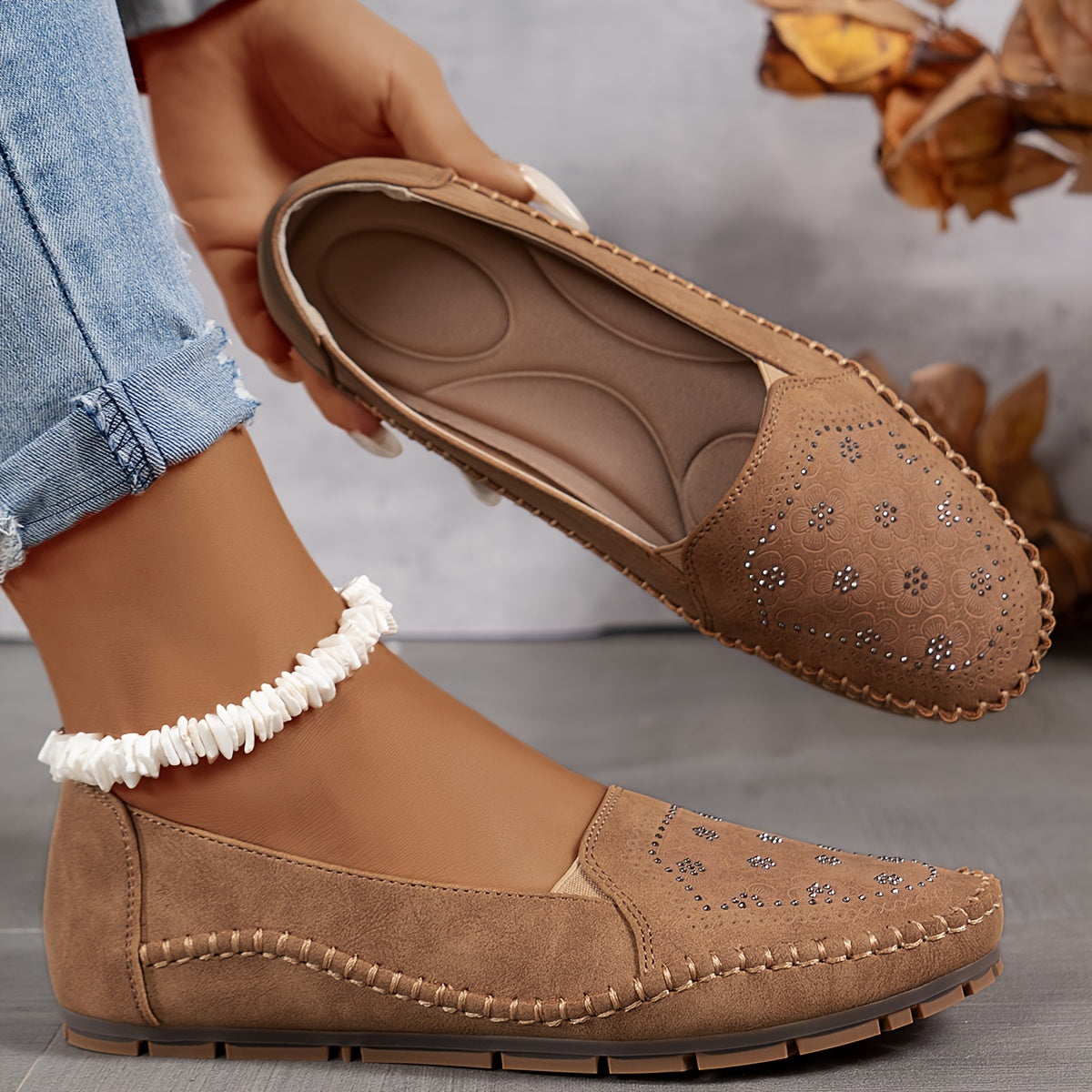 Lyrissa | Floral Slip-On Loafers Shoes