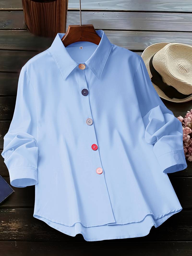 Lasangi - Long Sleeve Button Front Casual Shirt