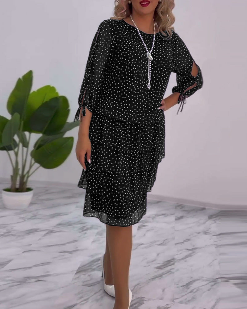 Meirit | Polka Dot Tiered Midi Dress