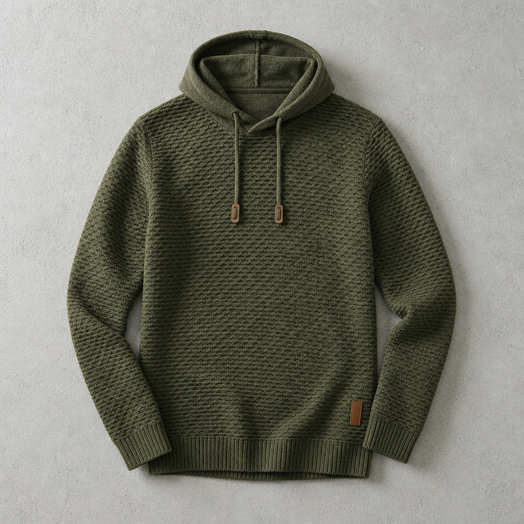 Johannes | Hoodie With Textured Knit and Ribbed Cuffs