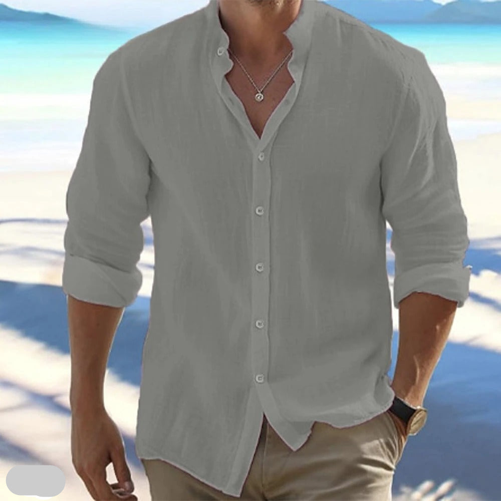 Macsen | Long Sleeve Stand Collar Shirt