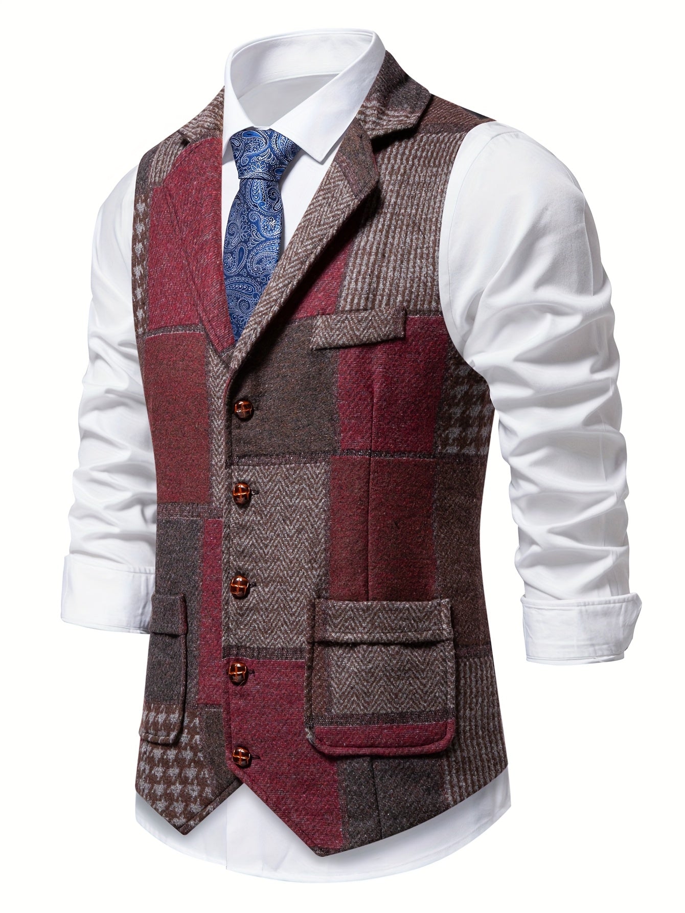 Saverse | Patchwork Tweed Style Vest