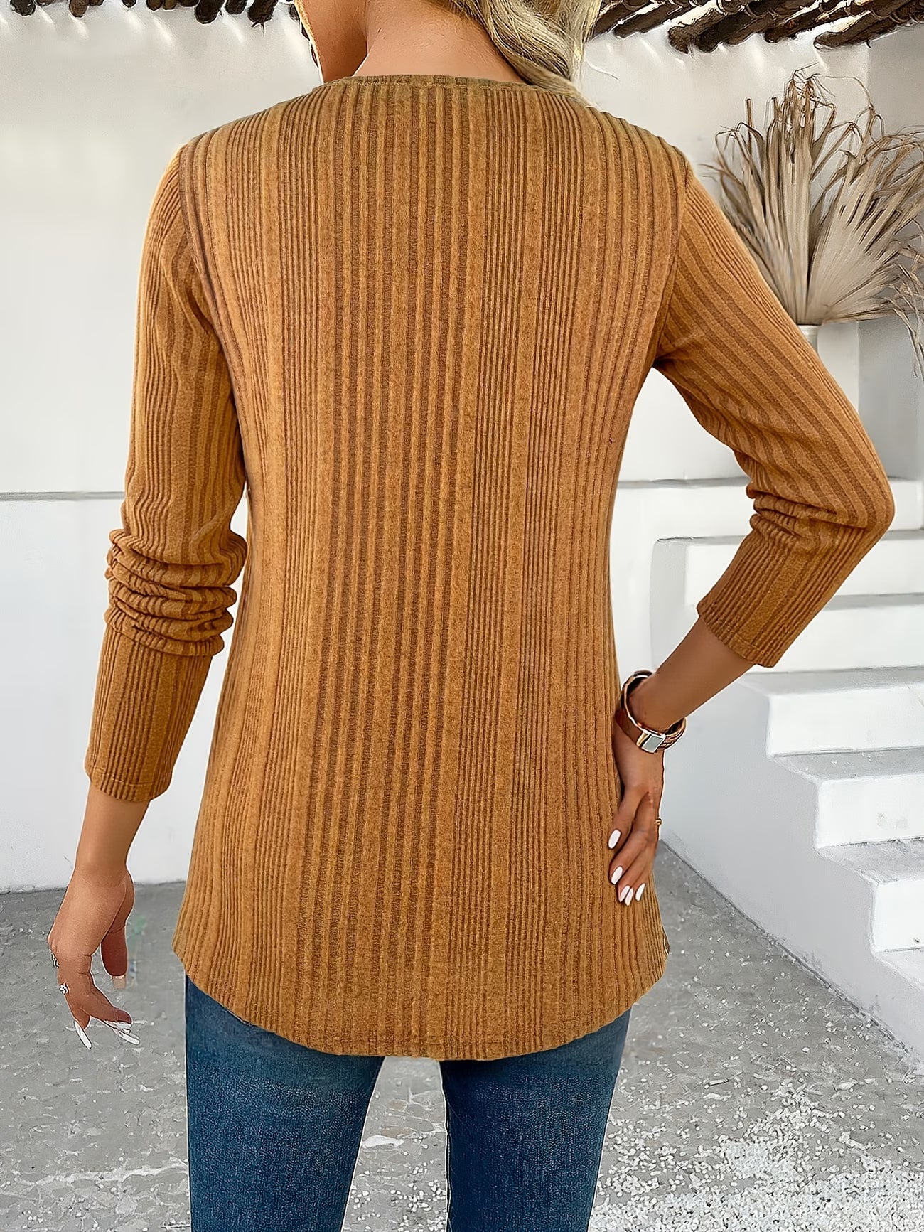 Lizeth | Long Sleeve Ribbed Pattern Tunic