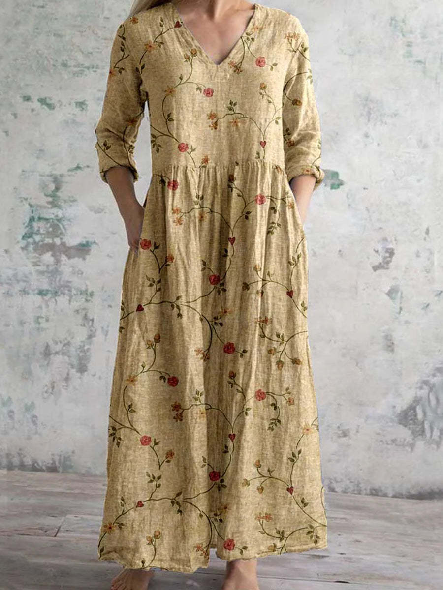 Rini | Floral Print V Neck Maxi Dress