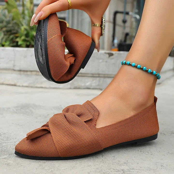Hiromi | Bow Pointed Toe Slip On Flats