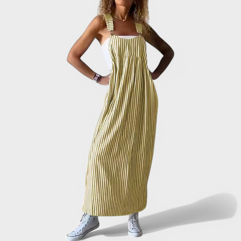 Guzel | Dress With Striped Sleeveless Maxi Length