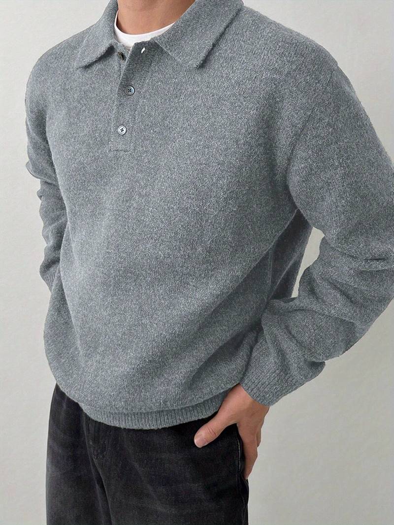 Eliran | Long Sleeve Textured Knit Polo Sweater