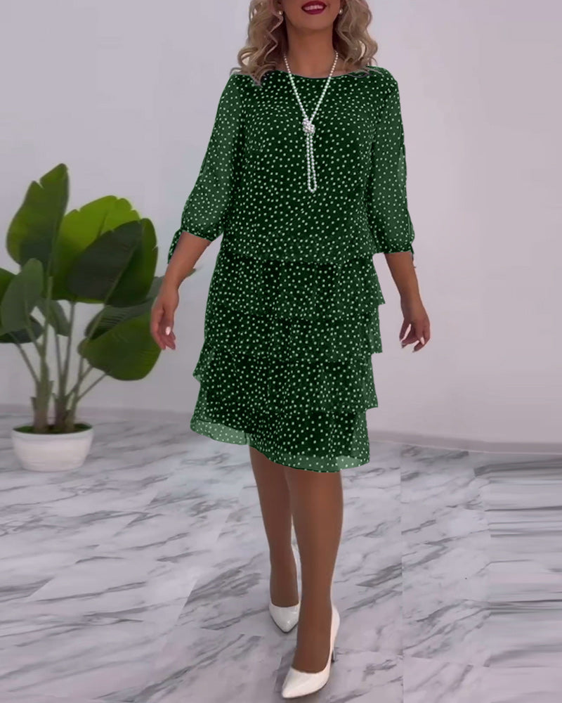 Meirit | Polka Dot Tiered Midi Dress