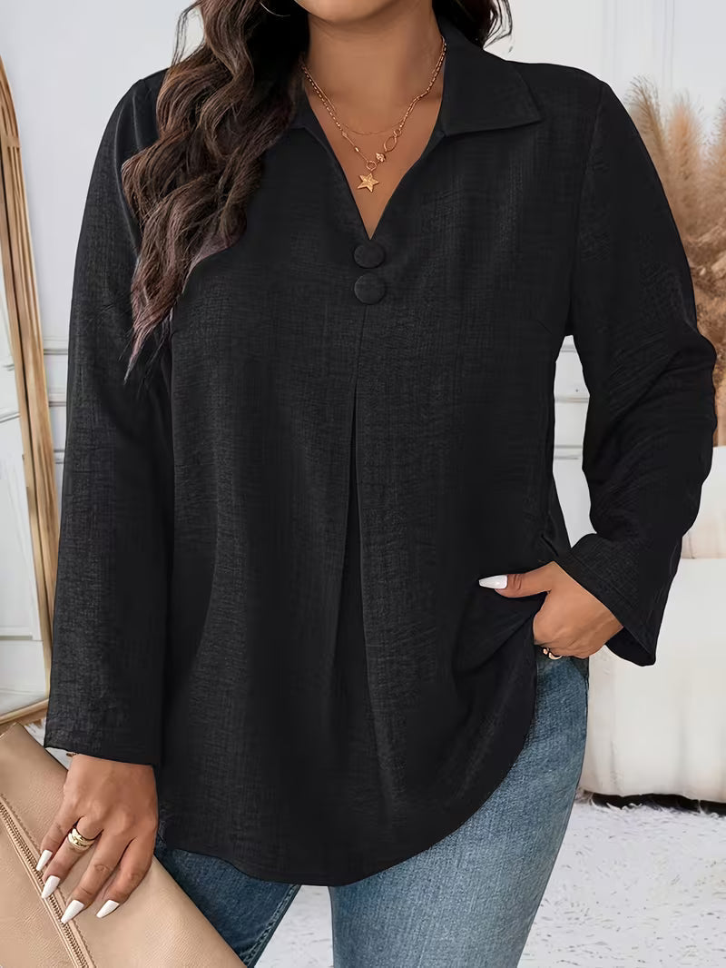 Noyelle | Long Sleeve V-Neck Button Blouse