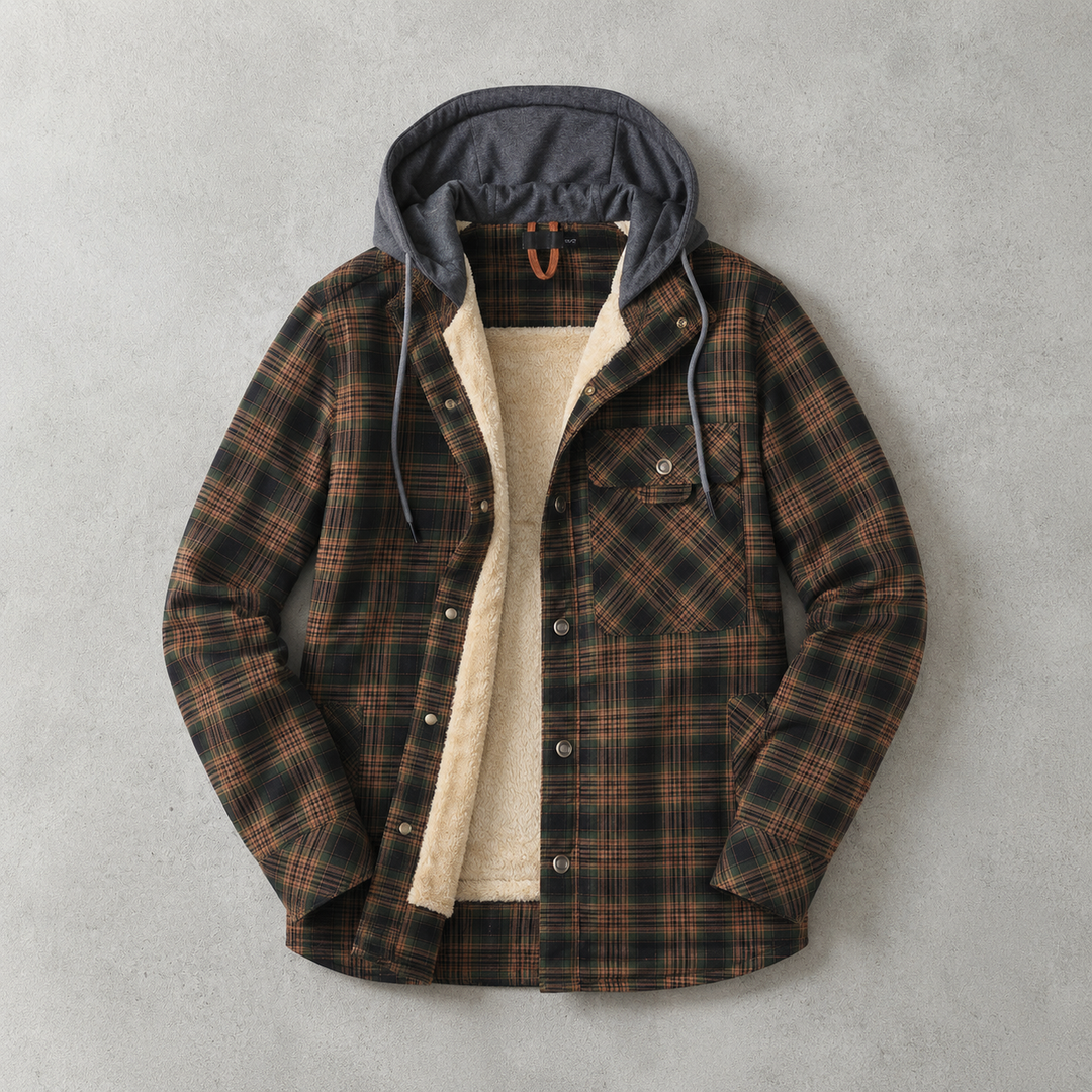 Anderson | Shirt Jacket With Plaid Pattern and Hood
