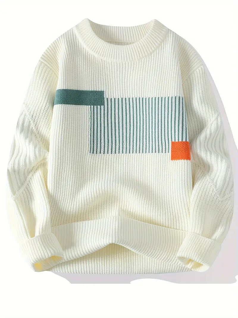 Arlen |  Crew Neck Geometric Pattern Sweater