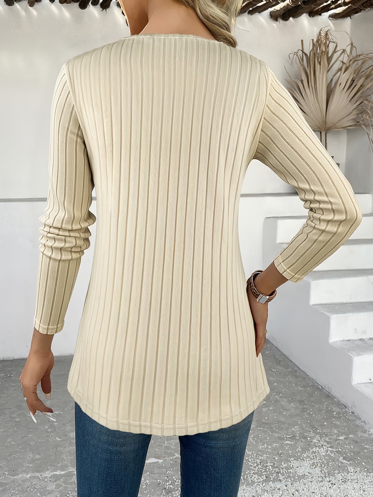 Lizeth | Long Sleeve Ribbed Pattern Tunic