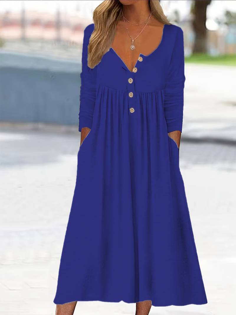 Imethma | Maxi Dress Long Sleeve Button Pocket