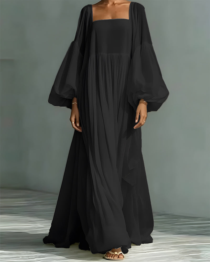 Nunila | Square Neck Long Balloon Sleeves Maxi Dress