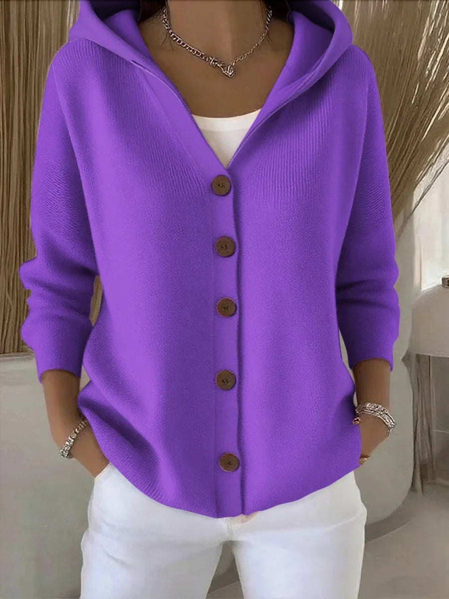 Annie | Cardigan Hooded Button-Front Long-Sleeve Top