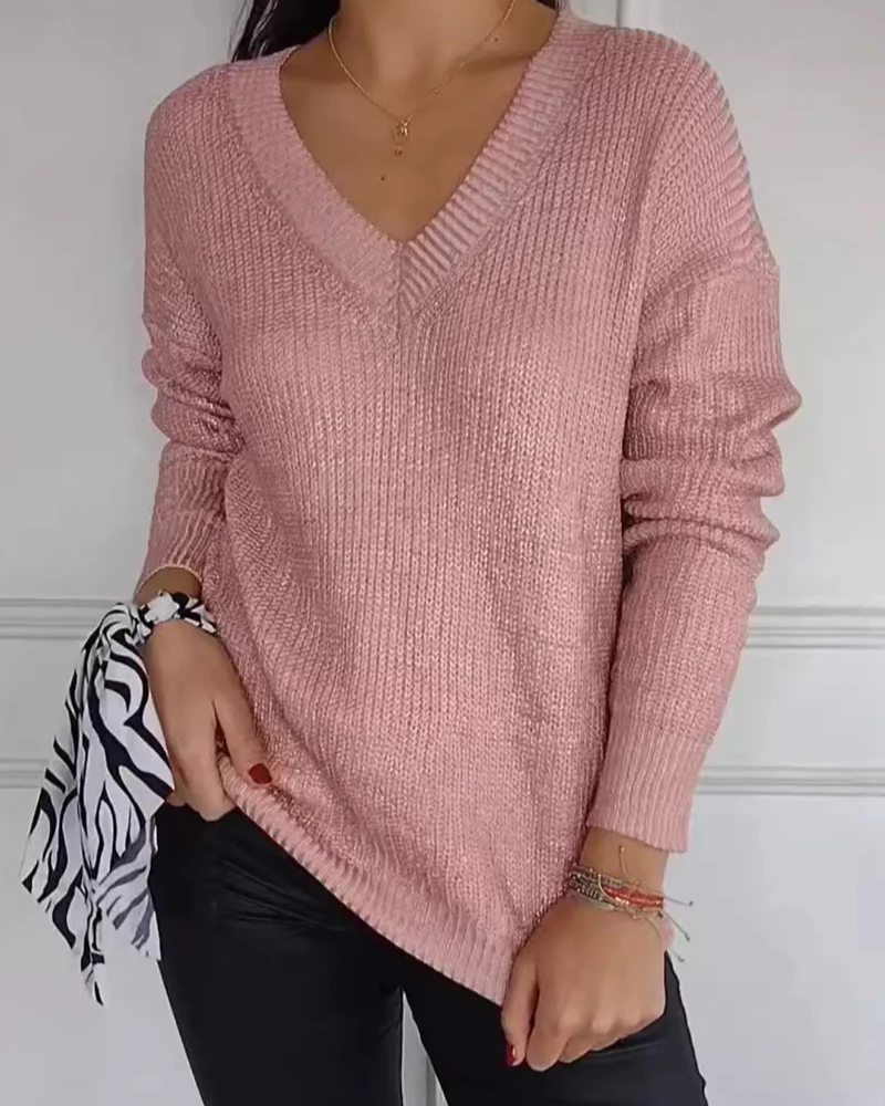 Natasja | V-Neck Long Sleeve Knit Sweater
