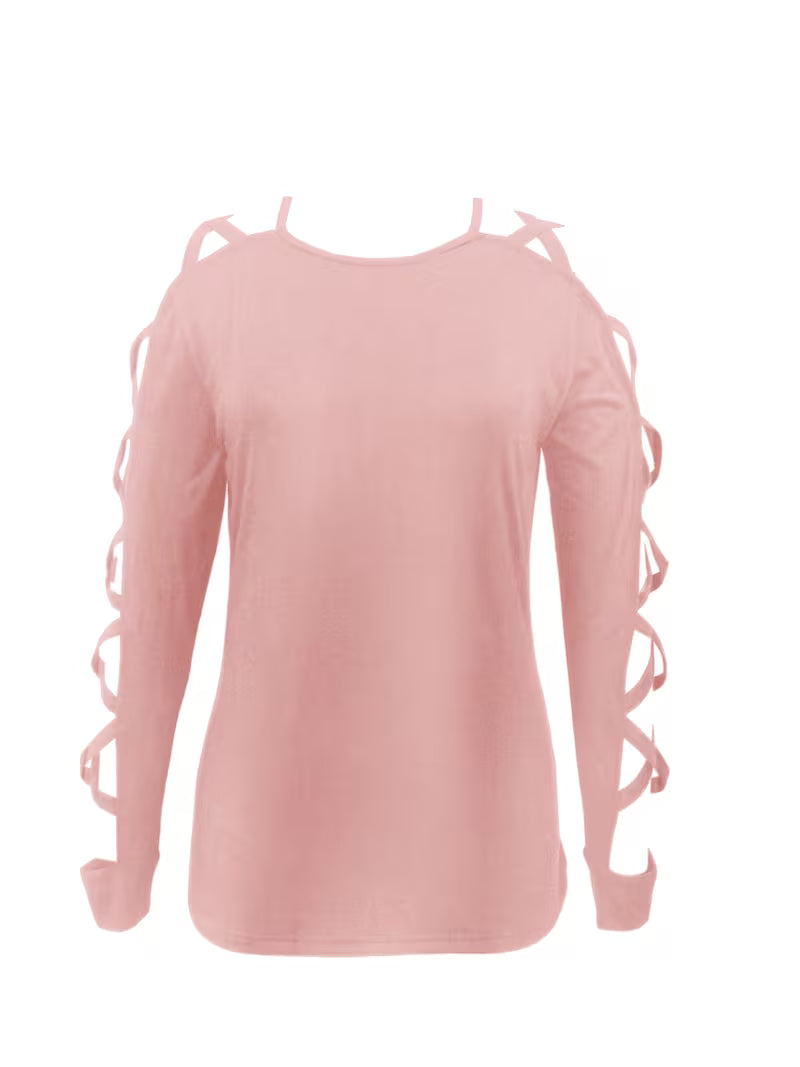 Yoonju | Long Sleeve Lattice Cutout Fitted Top