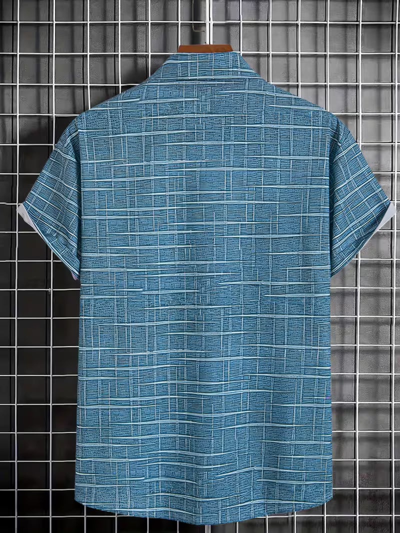 Jerrick - Short Sleeve Geometric Print Button Shirt