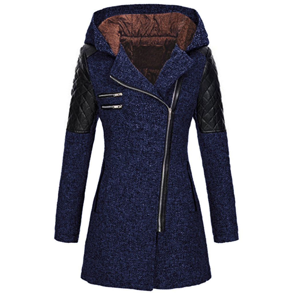 Eszter | Hooded Asymmetrical Zip Long Sleeve Coat