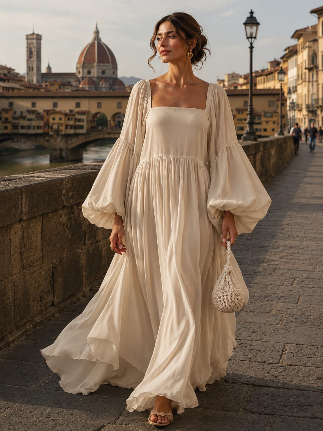 Synila | Maxi Dress Square Neck Lantern Sleeves